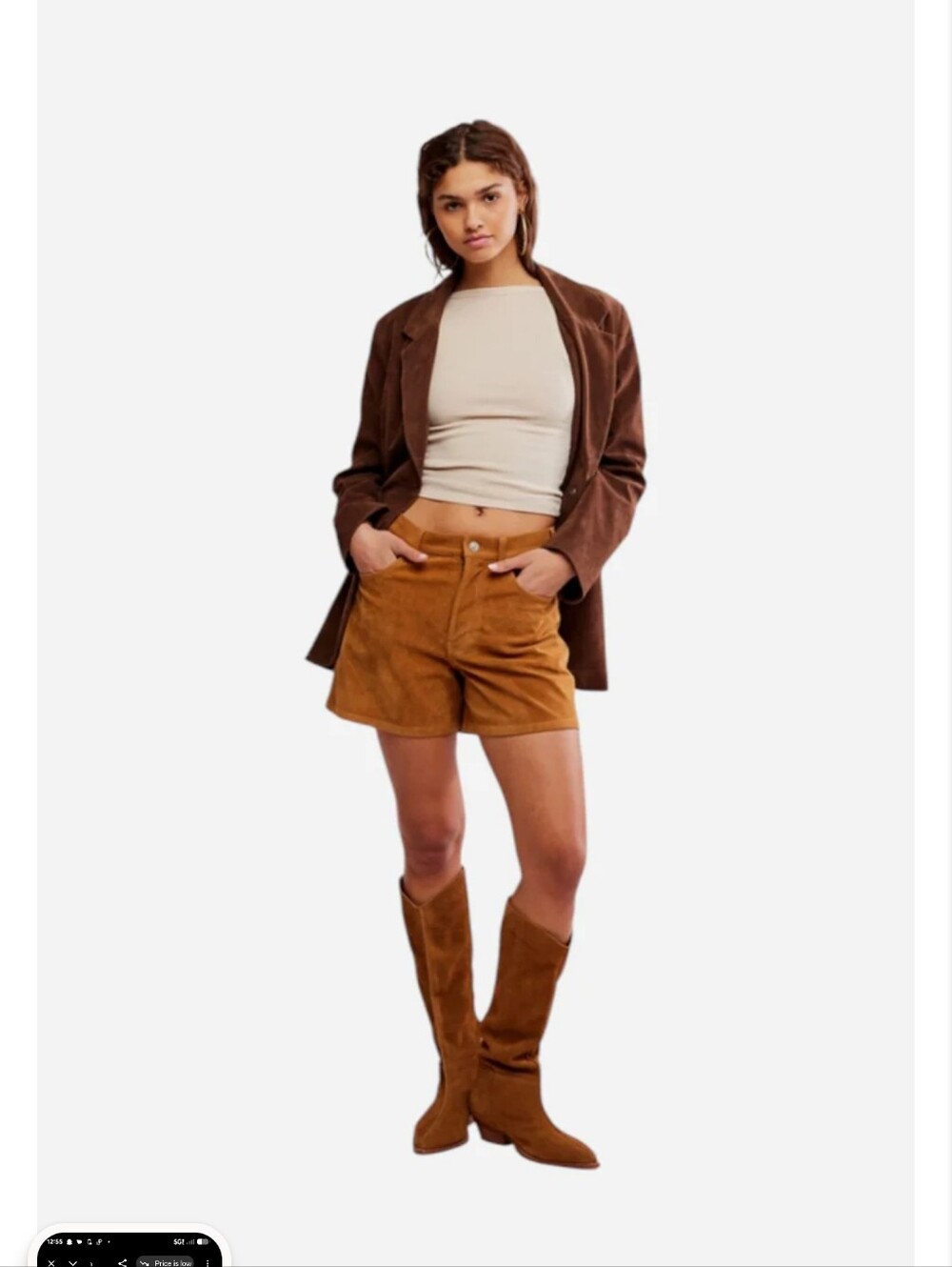 FREE PEOPLE Free People We The Free Tippi Vegan Suede Shorts in Dark Honey